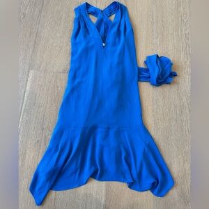 Halston Heritage Royal Blue Keyhole Dress